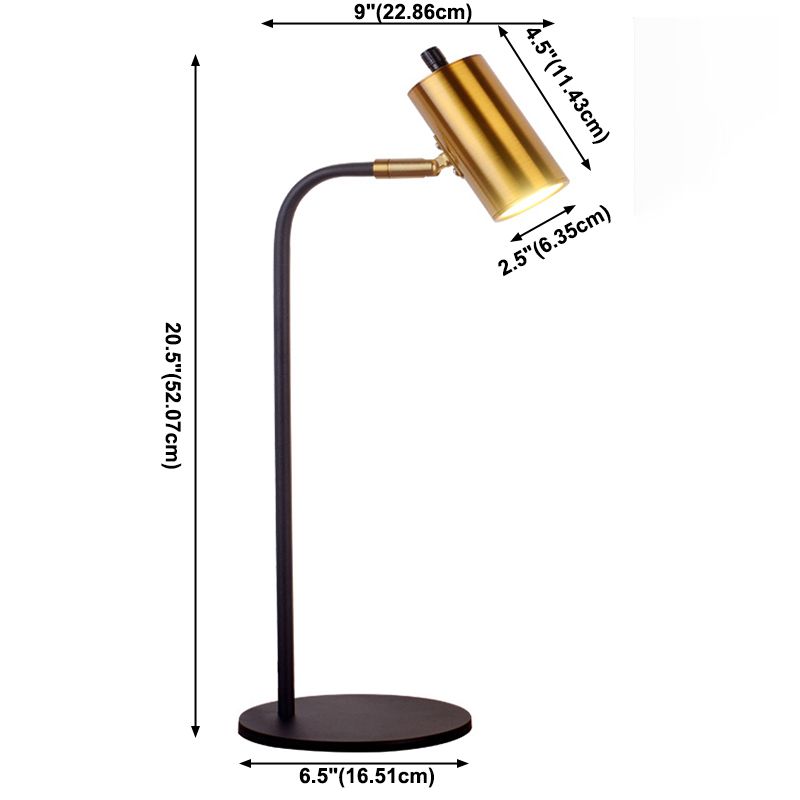 Lampe de table de cylindre moderne métal 1 lampes à table légère pour l'étude