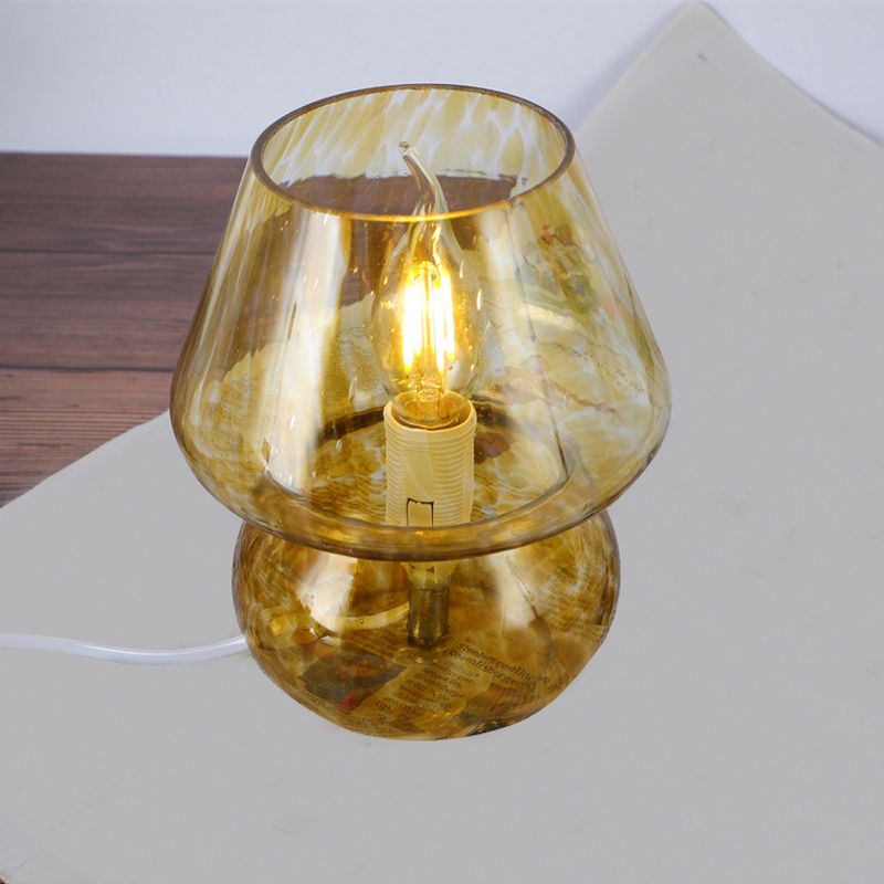 Lámparas de mesa nocturna de champiñones Modernas luces de 1 luces con sombra de vidrio para sala de estar