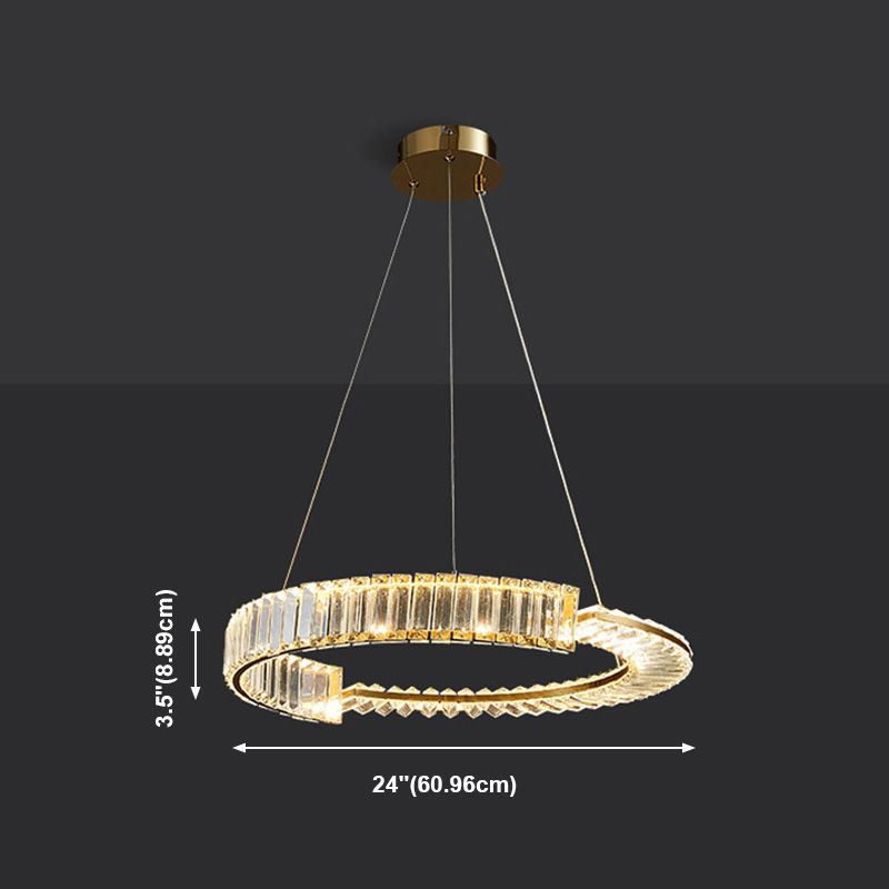 Moderne stijl helder kristal plafond hanger lichtring hangende verlichtingsarmaturen