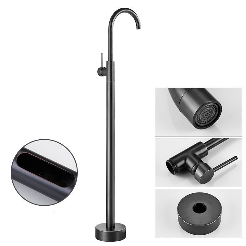 Floor Metal Freestanding Tub Filler Swivel Copper Freestanding Faucet