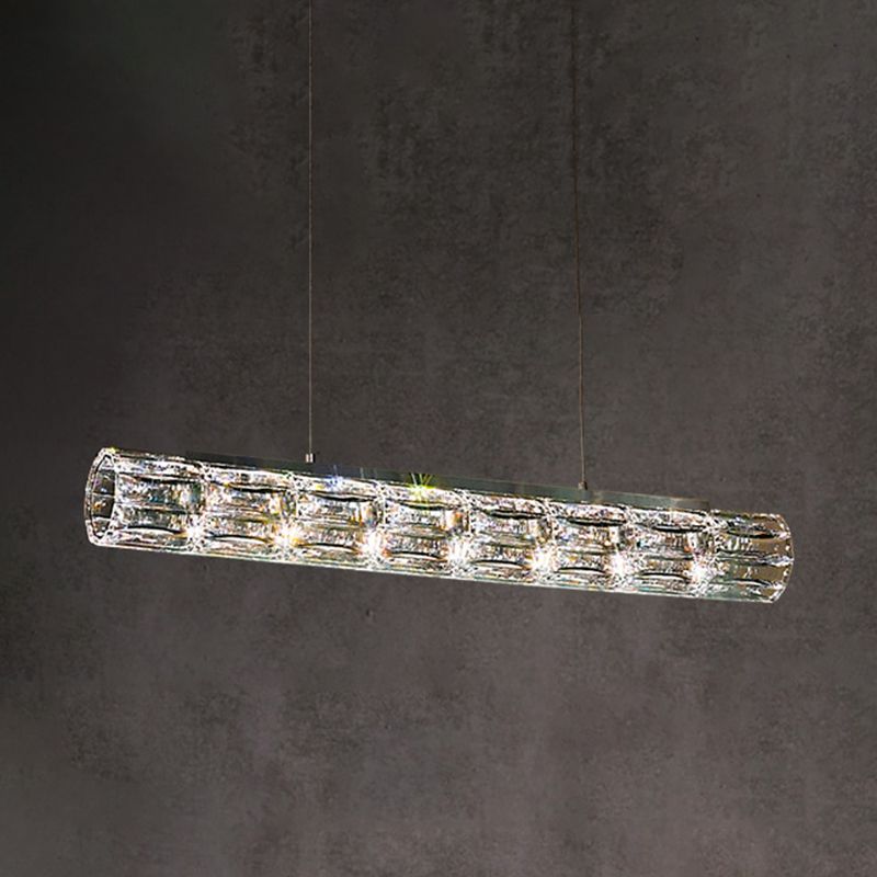 Contemporary Style Linear Shape Island Light Crystal Island Lighting in Transparent