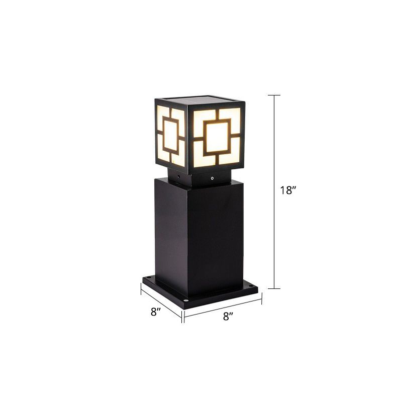 Black Square Solar Landscape Light Vintage Style Acrylic Outdoor LED Pathway Lamp