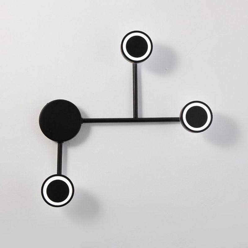 Circle Metallic Wall Mounted Lamp Modern LED Black Flush Mount Wall Sconce in Warm/White Light