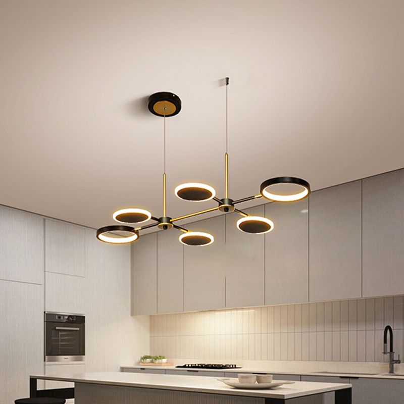 Lampadina retrò 6 lampada da soffitto rotondo nero/oro con tonalità metallica in luce calda/bianca
