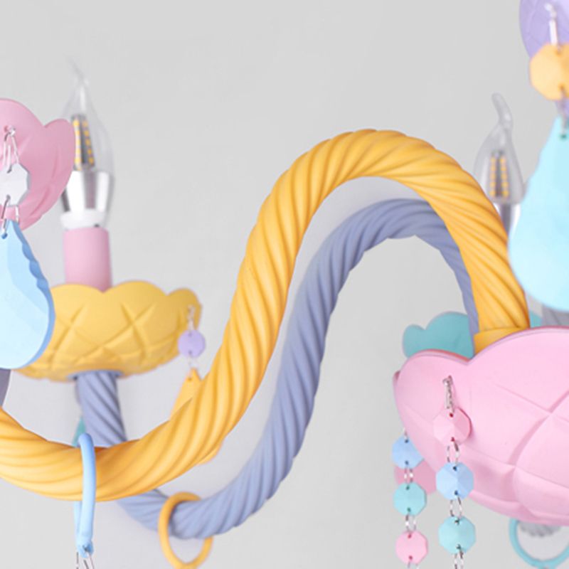 Metalen kaarsenkroonluchter verlichtingsarmatuur Nordic-stijl hanglamp in meerdere kleuren in meerkleurig