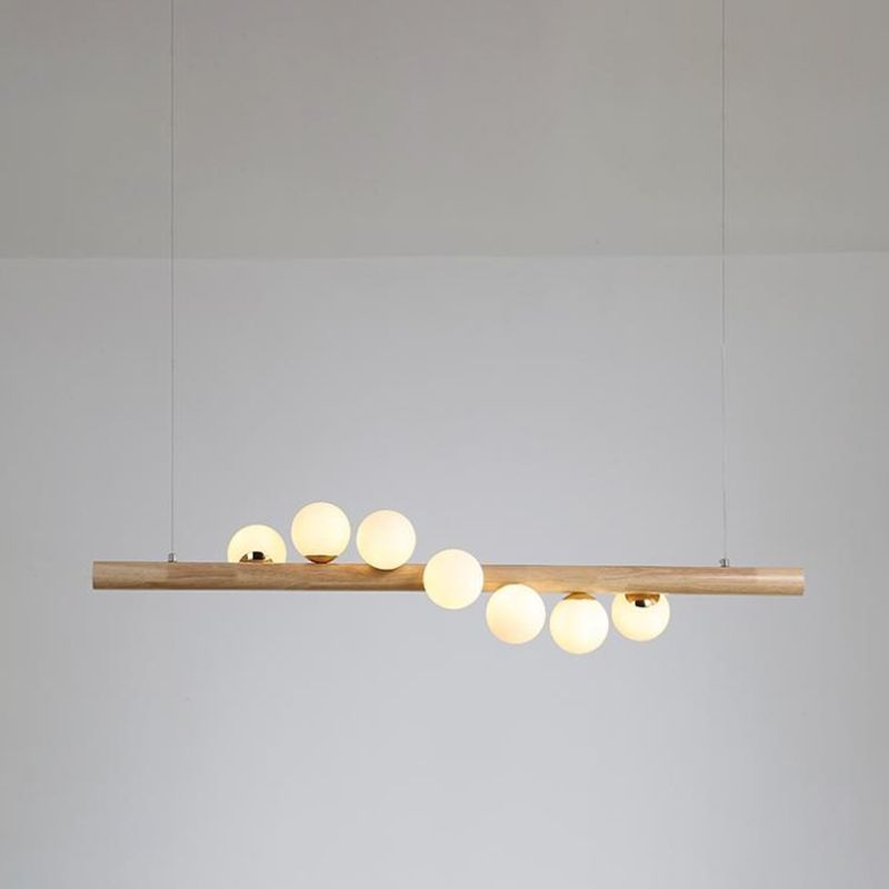 Modern Style Linear Hanging Island Lights White Glass Pendant Light Fixtures