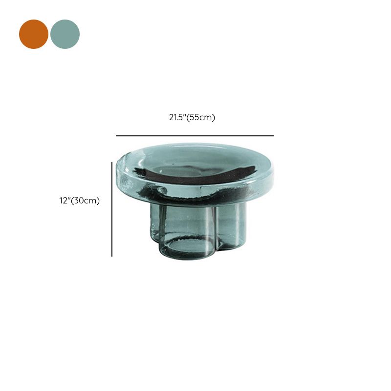Contemporary Round Glass Coffee Table Pedestal Cocktail Table