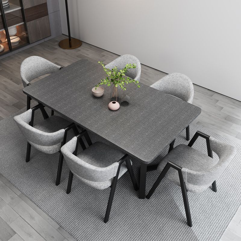 Modern Style Traditional Height Dining Set with Rectangle Shape Table and Double Pedestal Base