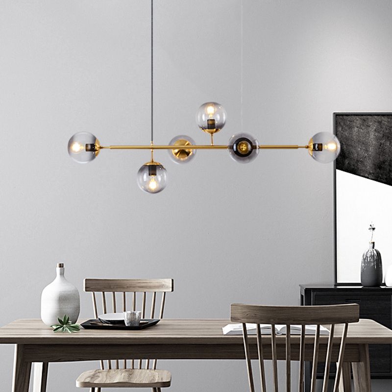 Orb Island Lighting Fixture Minimalistic Glass Island Ceiling Light for Dinning Room