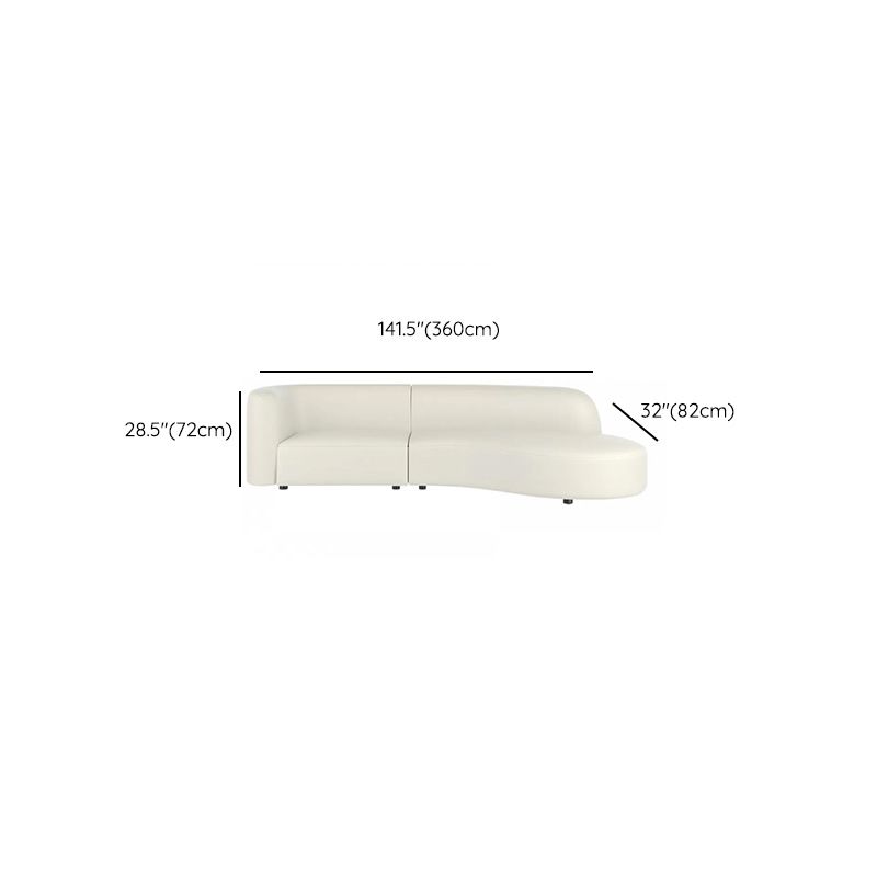 Sloped Arm Curved Sectional Modern Faux Leather White Sectional