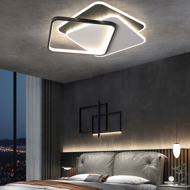 Metal Flush Mount Light Nordic 3-Light Bedroom Ceiling Lamps Fixture with Acrylic Shade