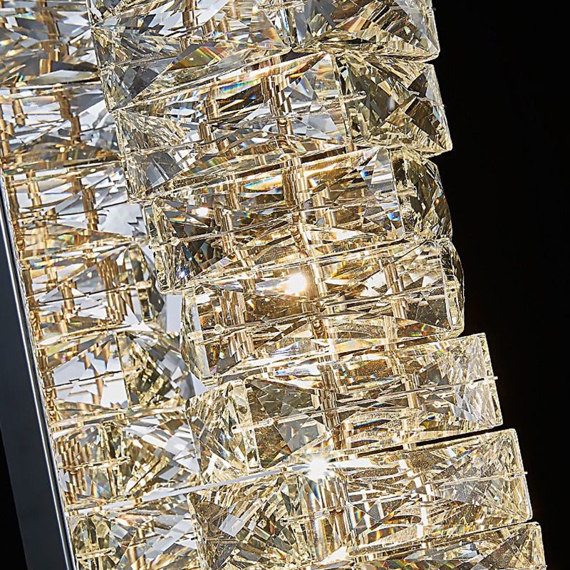 Light Luxury Wall Light Rectangle Shape Wall Lamp with Crystal Shade for Bedroom