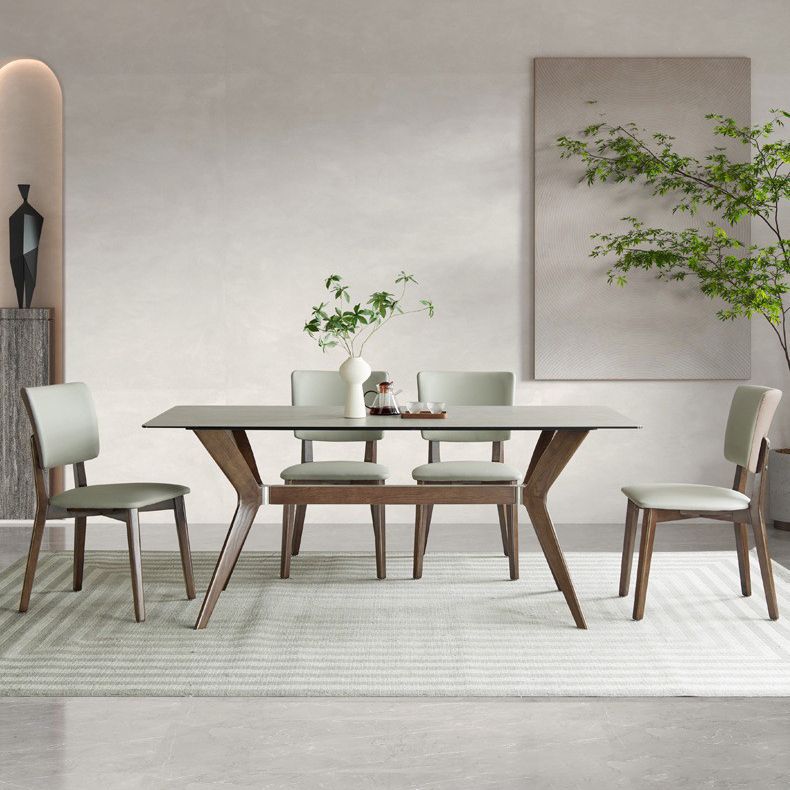 Modern Style Sintered Stone Dining Table Set Wood 1/2/5/7 Pieces Dining Set