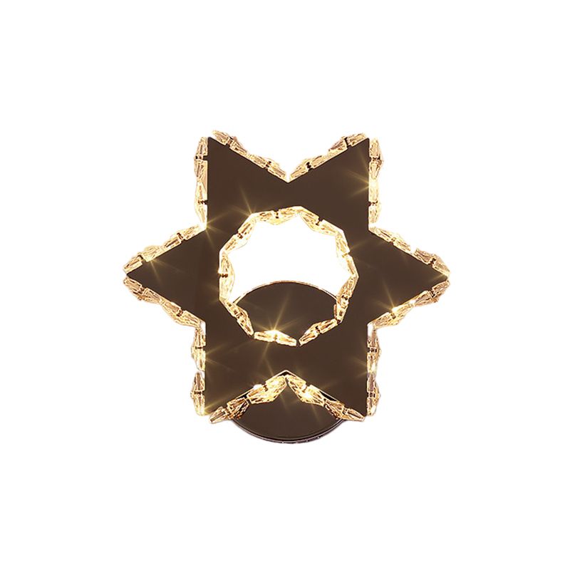 Hand-Cut Crystal Flower/Star Sconce Modernism LED Wall Mounted Lighting in Chrome, Warm/White Light