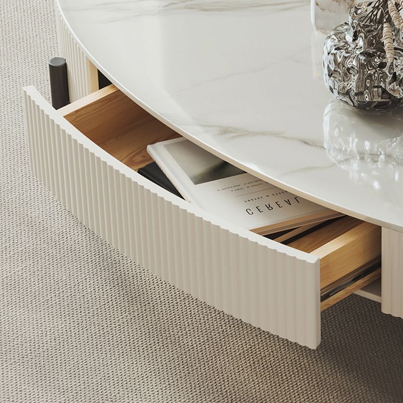 Glam Coffee Cocktail Table with Storage Drawer and 4 Iron Legs