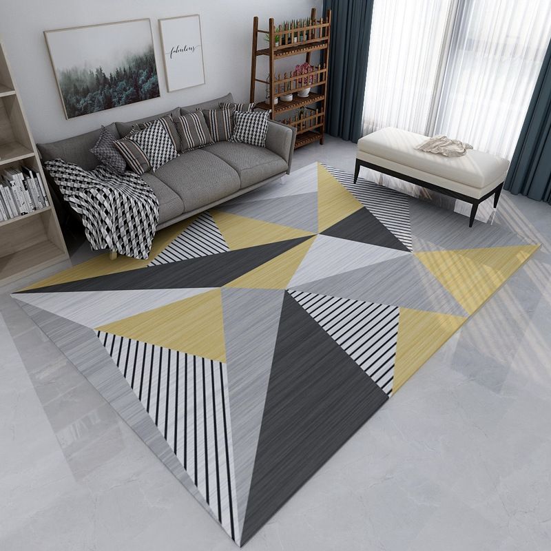 Chic Geometric Colorblock Print Rug Multi Colored Modern Rug Polyester Machine Washable Non-Slip Backing Pet Friendly Rug for Room