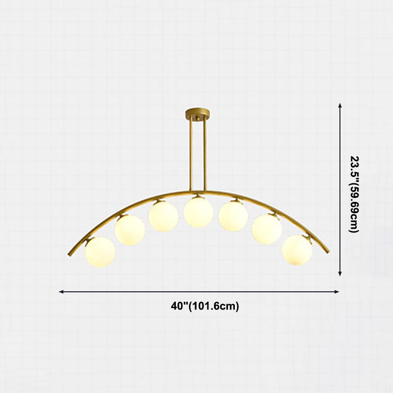 Modern Dining Chandelier Light Round Glass Shade Ceiling Hanging Light for Dining Room