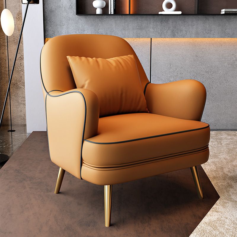 Contemporary Pillow Back Chair Recessed Arms Pillow Back ArmChair