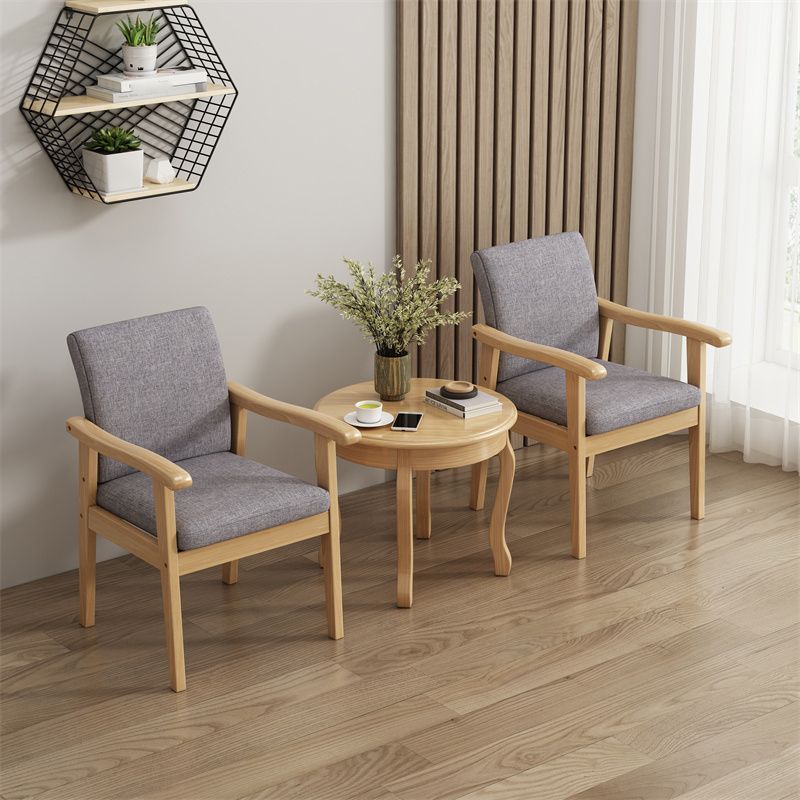 Mid-century Solid Wood Frame Removable Slipcover Accent Armchair