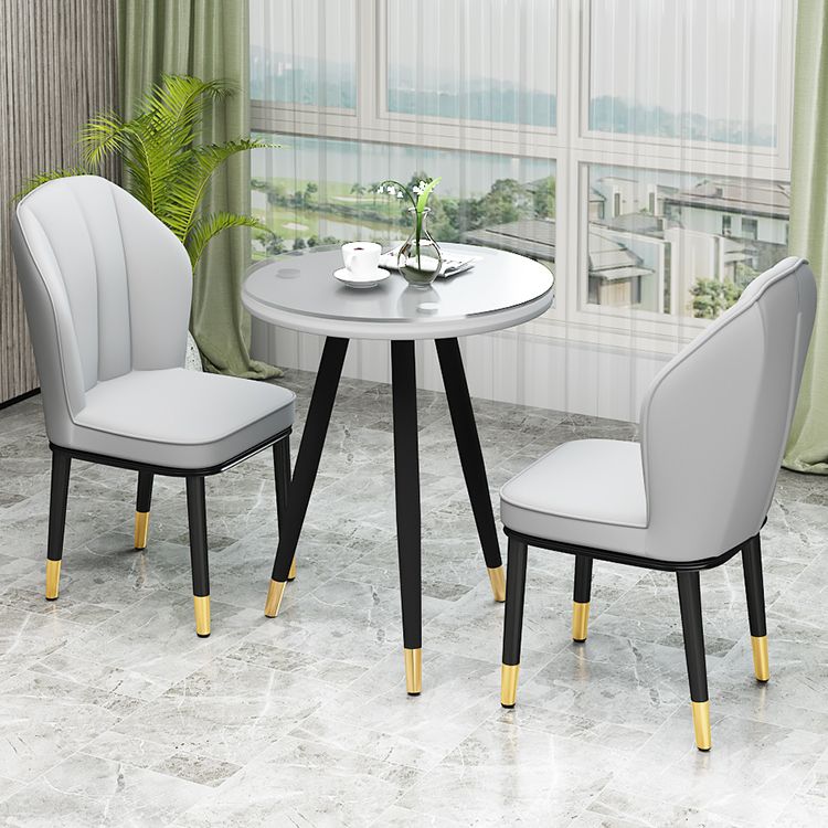 European Glam Style Metal Chairs Kitchen Dining Room Wingback Side Chair Set