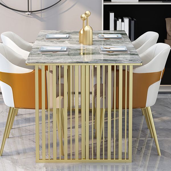 Luxury Sintered Stone Dining Table Rectangle Table with Double Pedestal