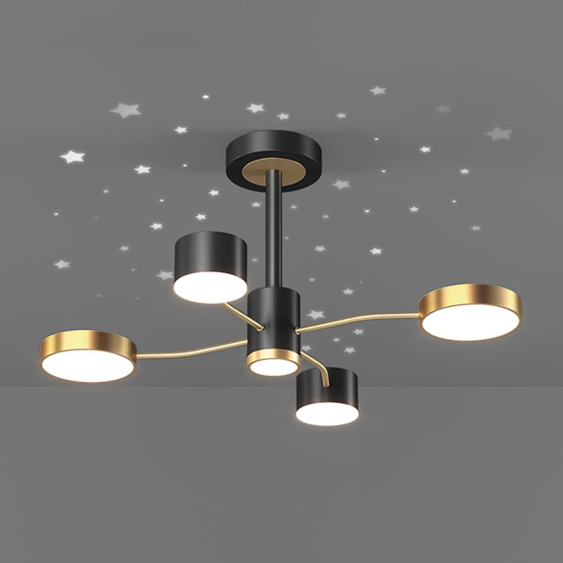 Araña contemporánea de metal redondeo de metal lámparas colgantes para dormitorio de sala de estar