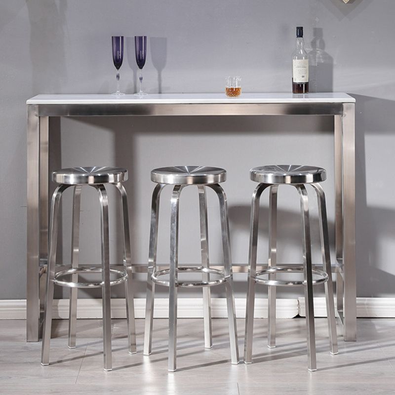 Industrial Stainless Steel Counter Stool Round Backless Bar Stool with Footrest