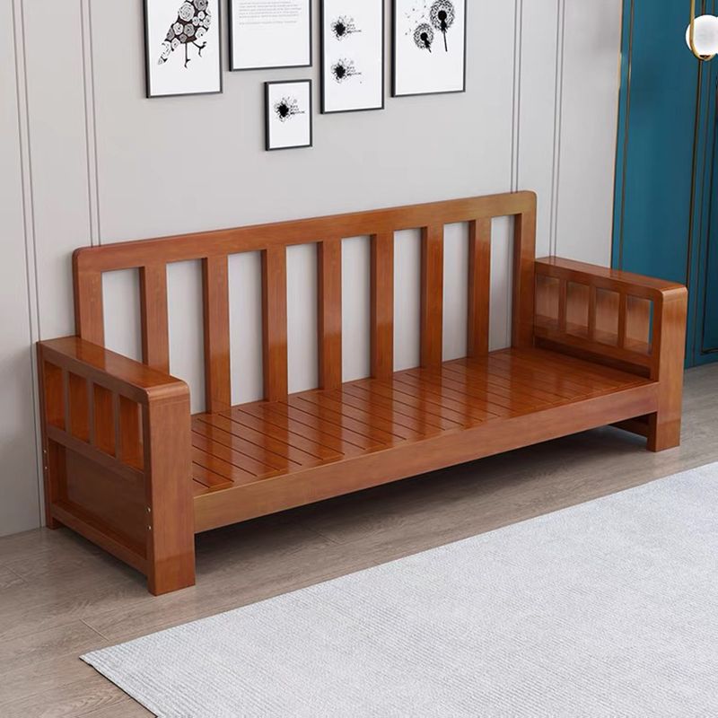 Modern Farmhouse Sofa in Solid Wood with Square Arms for Living Room