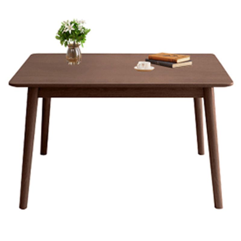 Mesa de comedor rectangular de madera, mesa moderna de madera de caucho en color natural/nogal con 4 patas