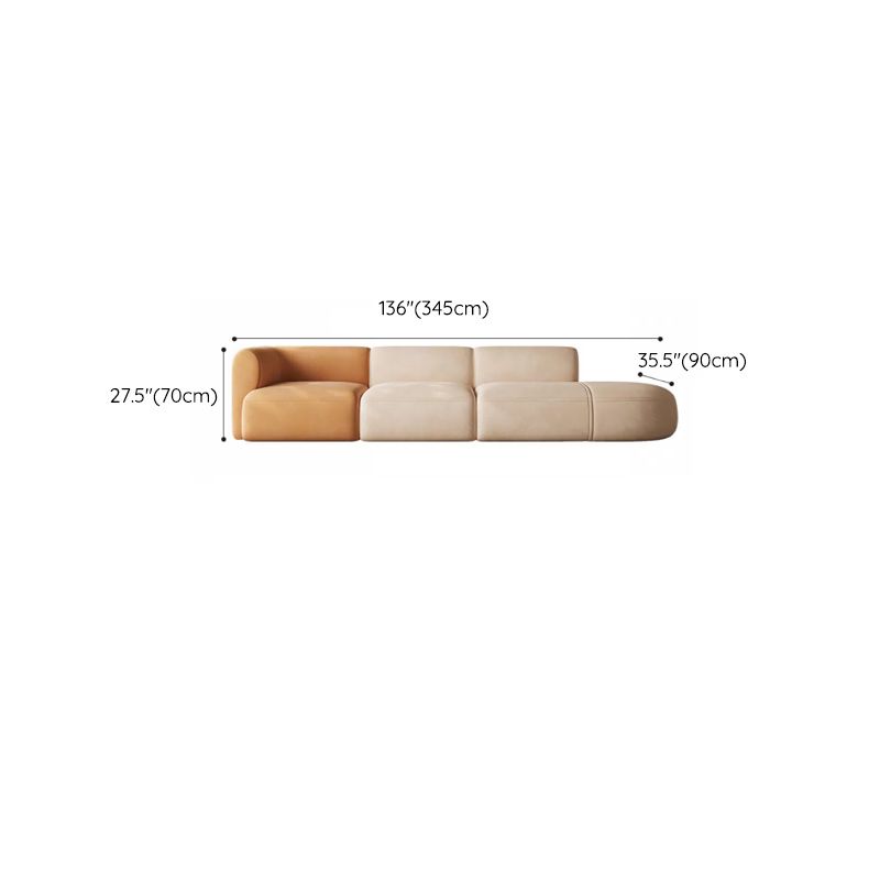 Minimalist 27.6-In H Sofa and Chaise Brown & Beige Sofa with One Side Arm