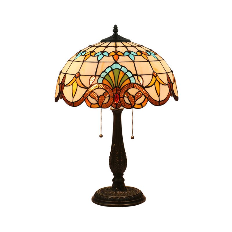 Flower Night Table Light Tiffany Statened Glass 1 Light Antique Ottone comodino per soggiorno
