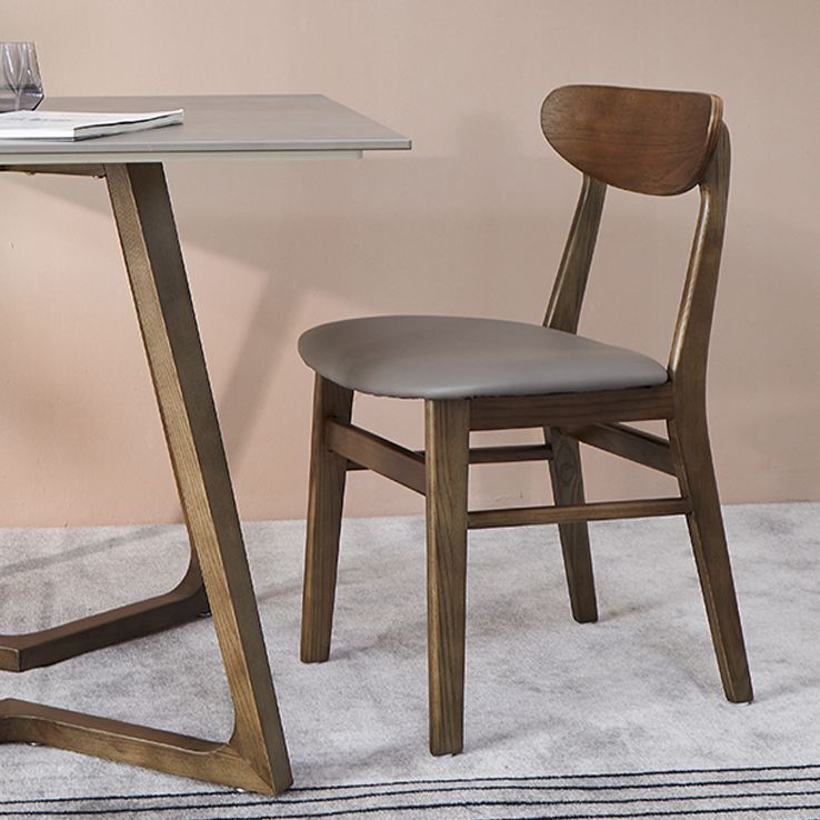Square Grey Tone Dining Table Sintered Stone Table Industrial with Double Pedestal