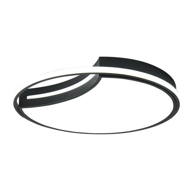 Circulaire Flush Mount Lighting Minimalist Acrylique Living Room LED Flush Mount Fixture in Black