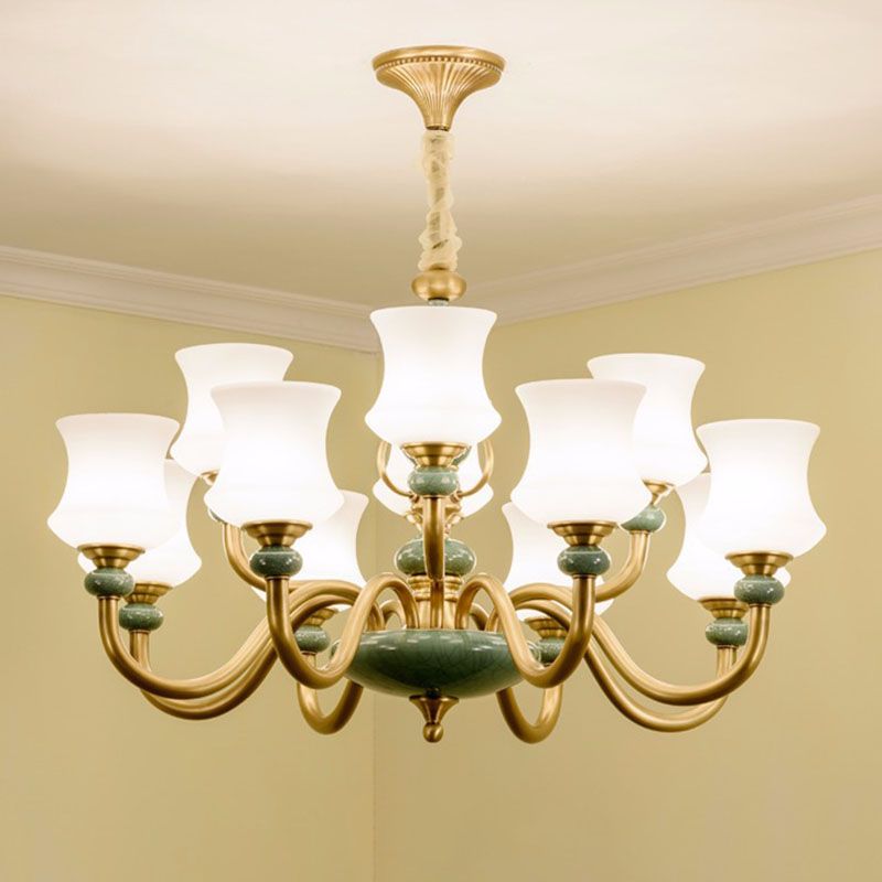 Lámpara colgante de sala de estar cónica vidrio esmerilado accesorio de iluminación de lámpara minimalista en verde