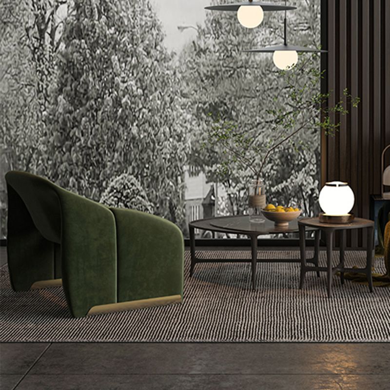 Scandinavian Arm Chair Solid Color Sloped Arms Sled Fixed Back Accent Armchair