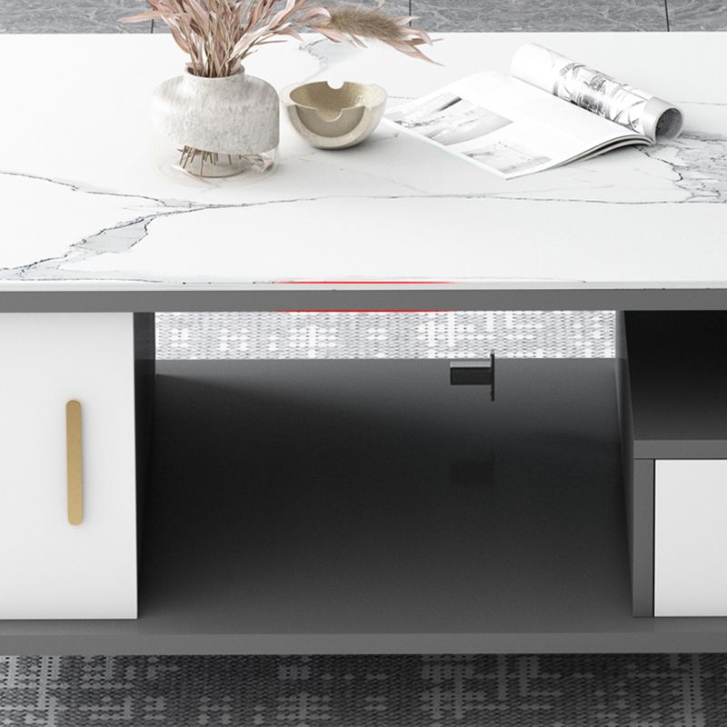 4 Legs Base Design Wood-based Material Square Grey/white Coffee Table
