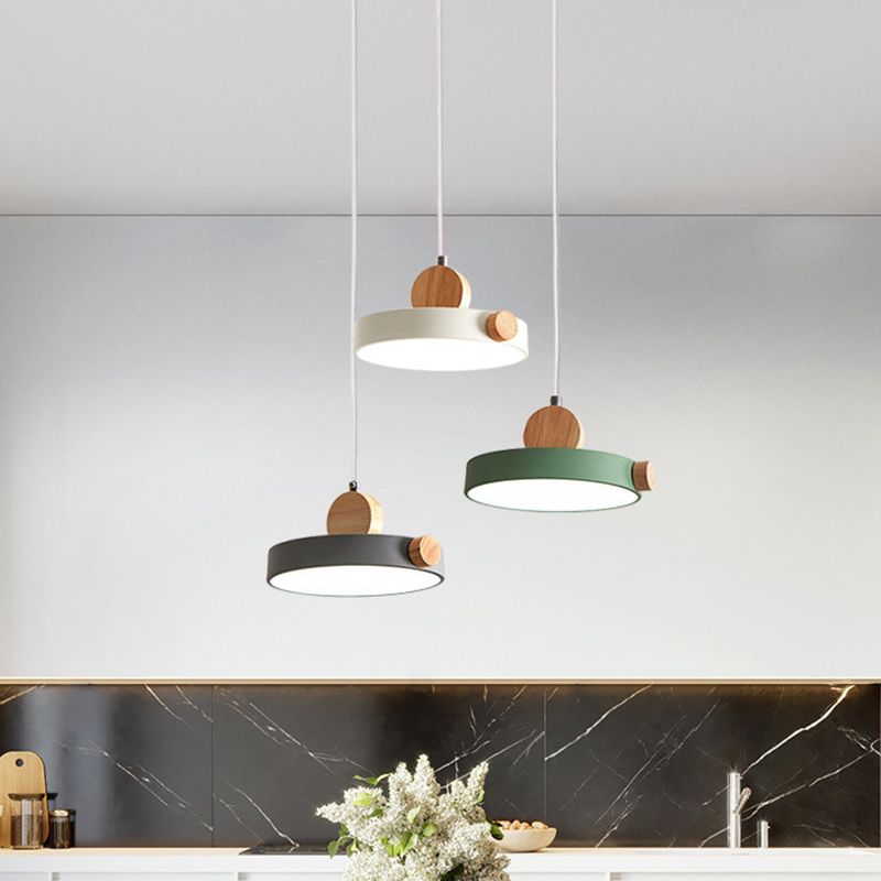 Acrylic Circular LED Hanging Lamp in Modern Concise Style Iron Macaron Pendant Light for Dining Room