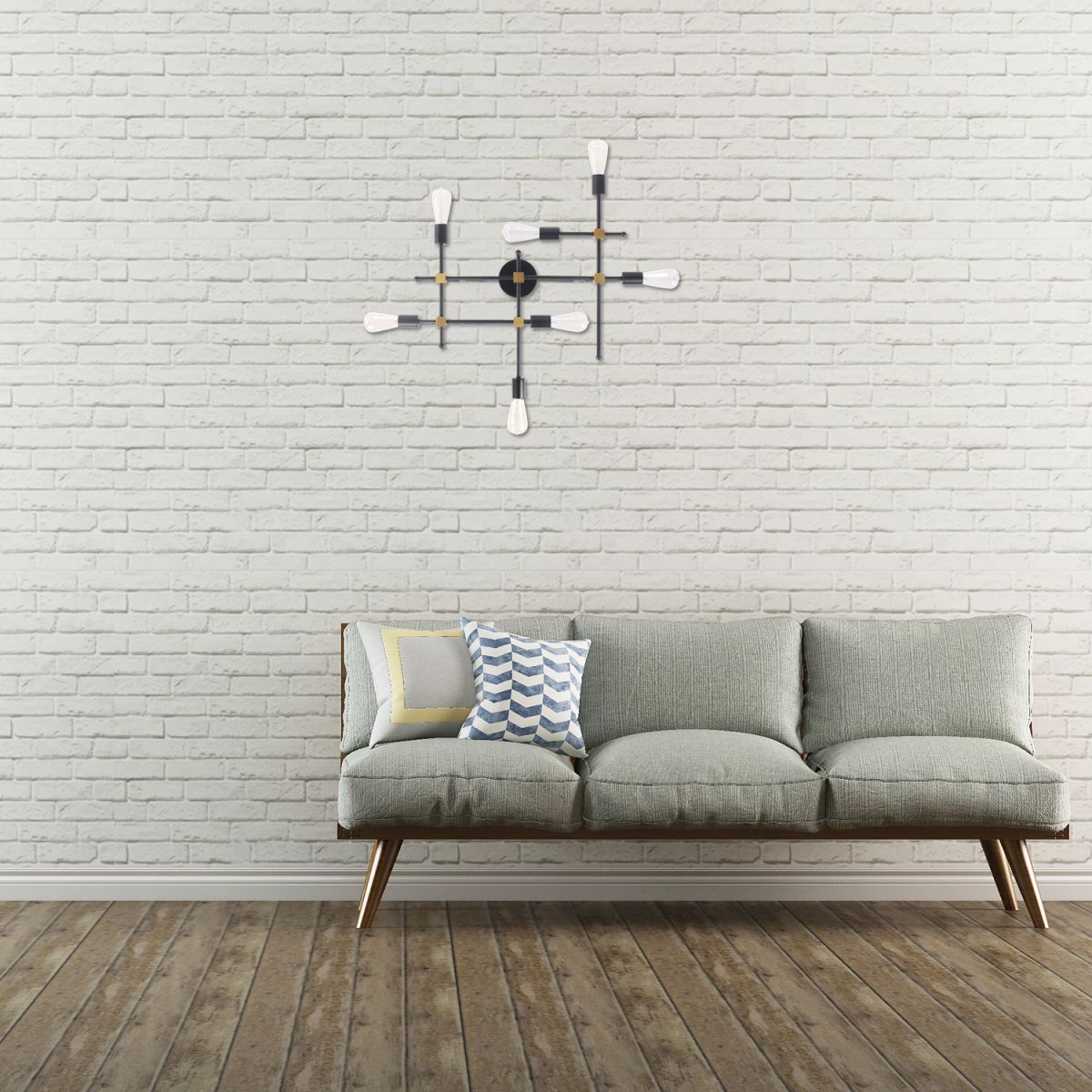 Metal Black Sconce Lighting Crossing Line 7 Bulbs Contemporary Wall Flush Mount Lamp