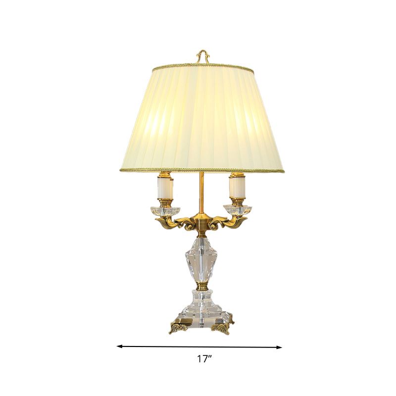 4 Lights Clear Crystal Nightstand Light Rustic Beige Candlestick Living Room Table Lamp