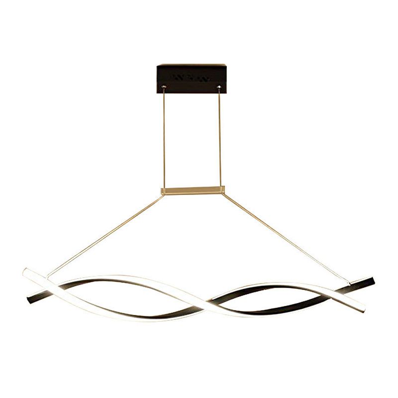 Metal Linear Shape Chandelier Light Modern 2 Lights Chandelier Light Fixture in Black