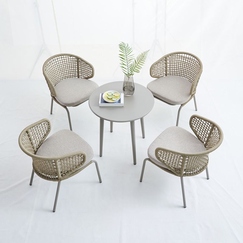 Boho Outdoor Dining Table Set 1/4/5 Pcs Rattan Matte Finish Dining Set