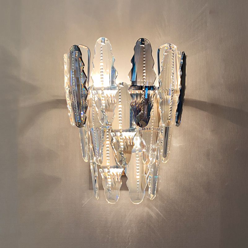 Lampade a sconde di cristallo in stile moderno a strati multi -luci a strati di montaggio a parete trasparente