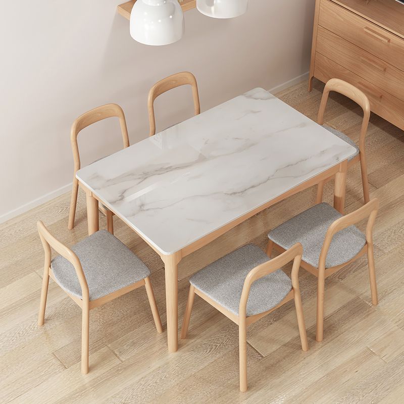 White Top Dinette Table with Wooden Legs Modern Dining Table for Home
