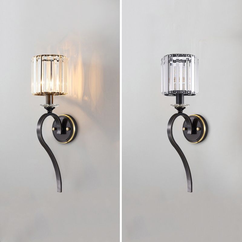 Crystal Cylindrical Wall Lamp in Modern Luxury Style Copper Single Wall Light for Interior Spaces