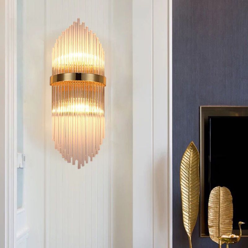Unique Shape Wall Light Fixture Modern Crystal Wall Mounted Lighting in Gold Finish