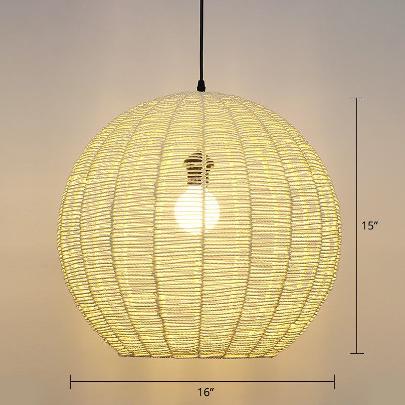 Kugelförmige Rattan -Suspension Licht Minimalist 1 Kopfheizendedecke für das Restaurant