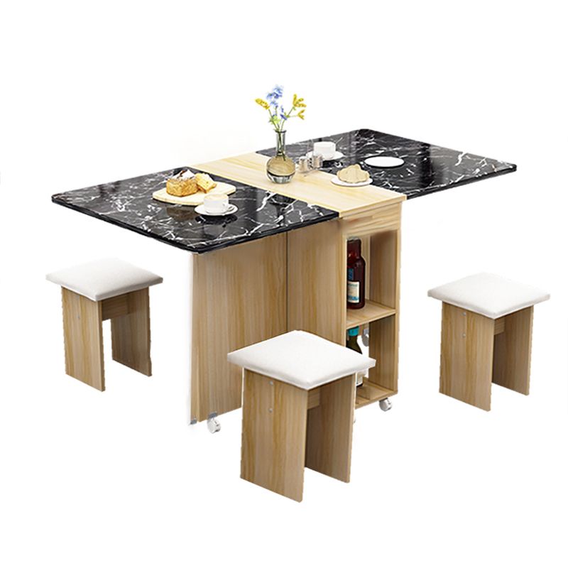 Mesa de rectángulo de madera artificial plegable con base de caballete de almacenamiento