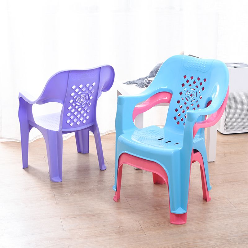 Minimalist Style Stacking Dining Arm Chairs Plastic Slat Back Dining Side Chair for Home Use