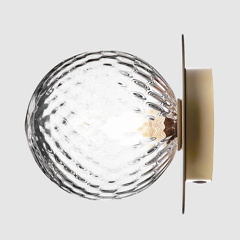 Modern Style Spherical Shape Wall Sconce Glass 1 Light Sconces for Living Room