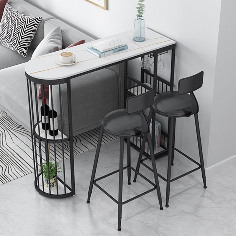 Modern Living Room Counter Height Table Storage Sled Bar Height Cocktail Table